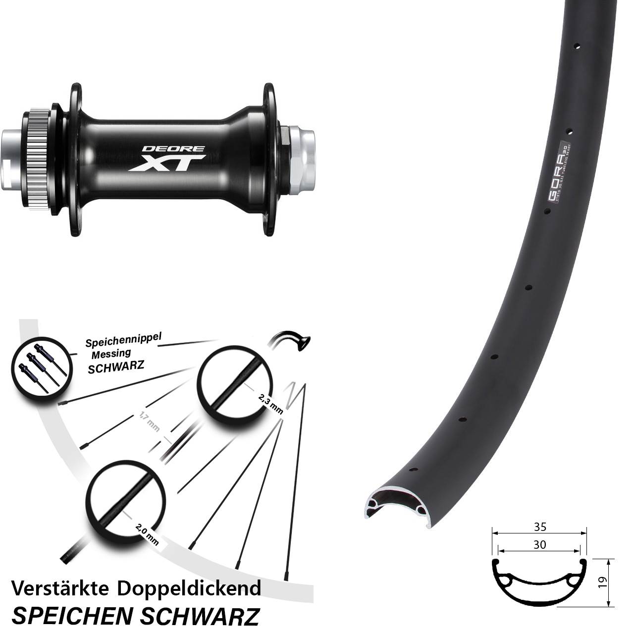 Vorderrad Centerlock 26 Zoll Gora 30 Shimano HB-M8010-B 15x110 Boost