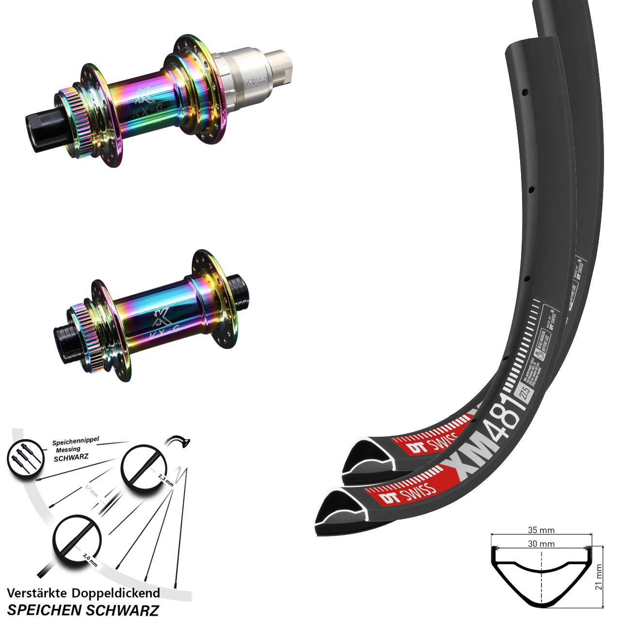 DT Swiss XM 481 KX-G Oilslick 29 Zoll Centerlock Laufradsatz 12x100/142 XDR