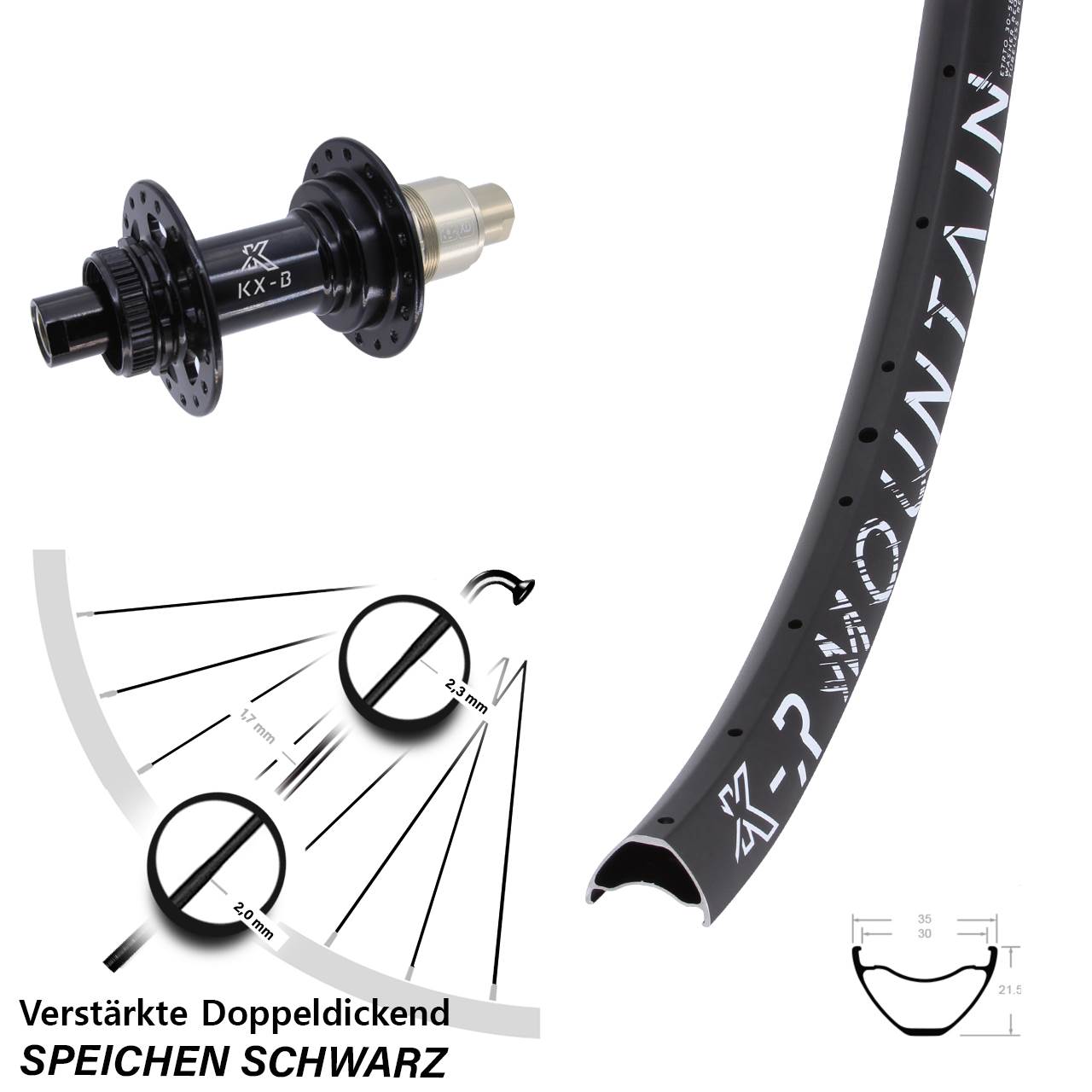 KXR-B Mountain 29 Zoll Disc Hinterrad 12x148 Boost SRAM XD