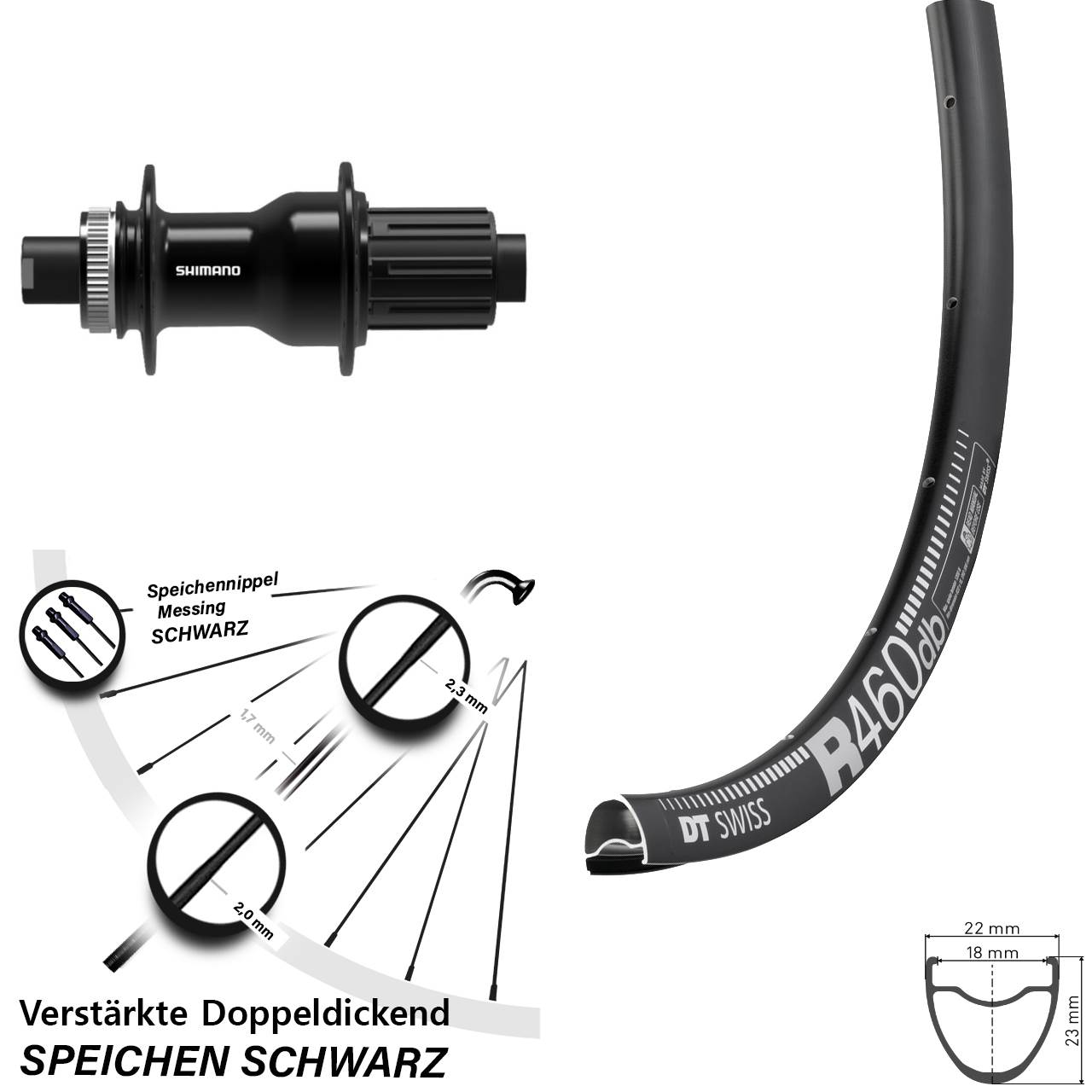 Centerlock Hinterrad 28 Zoll DT Swiss R 460 Disc Shimano FH-TC500 11-12 fach 12x142