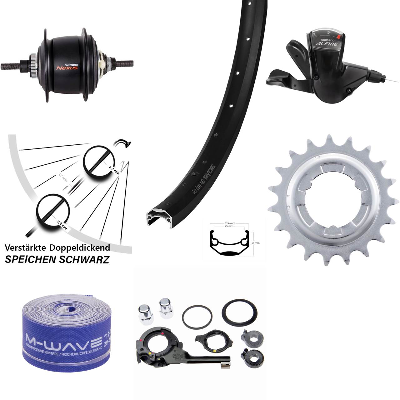 Hinterrad 28 Zoll Ryde Andra 40 Shimano Nexus 8 Gang Centerlock