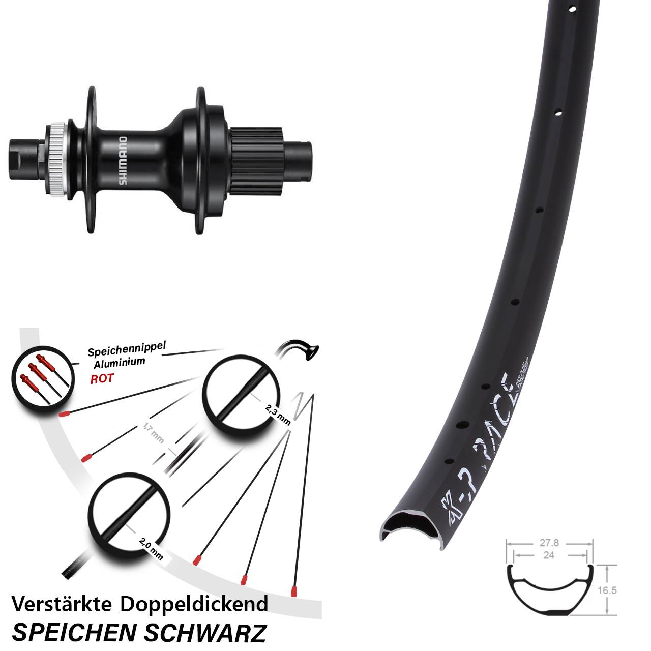 29 Zoll KX-R Race Shimano FH-MT510 Disc Laufrad 12x142 Micro Spline