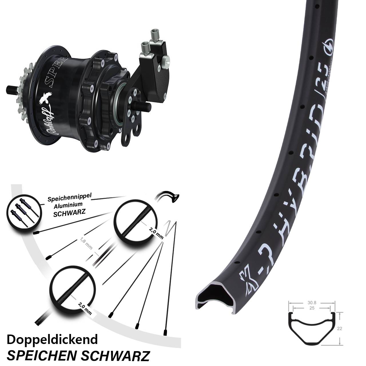 Disc Hinterrrad 28-29 Zoll KX-R Hybrid 25 Rohloff Speedhub 500/14 TS DB