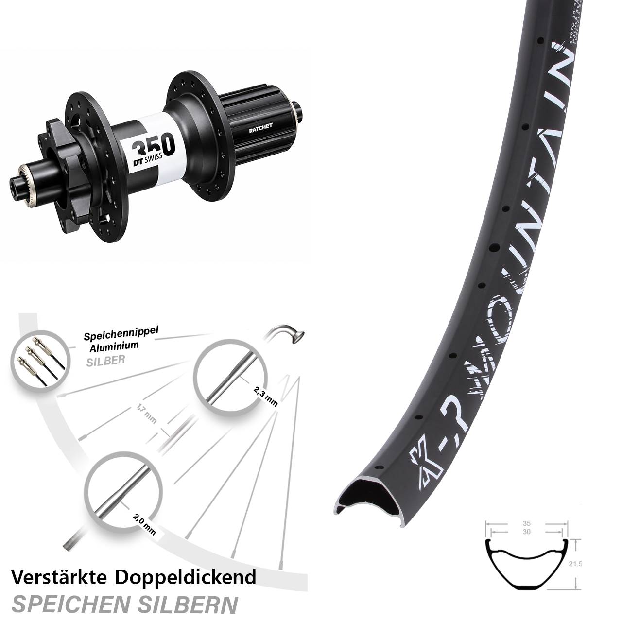 Disc Vorderrad für Schnellspanner 29 Zoll KX-R Mountain DT Swiss 350