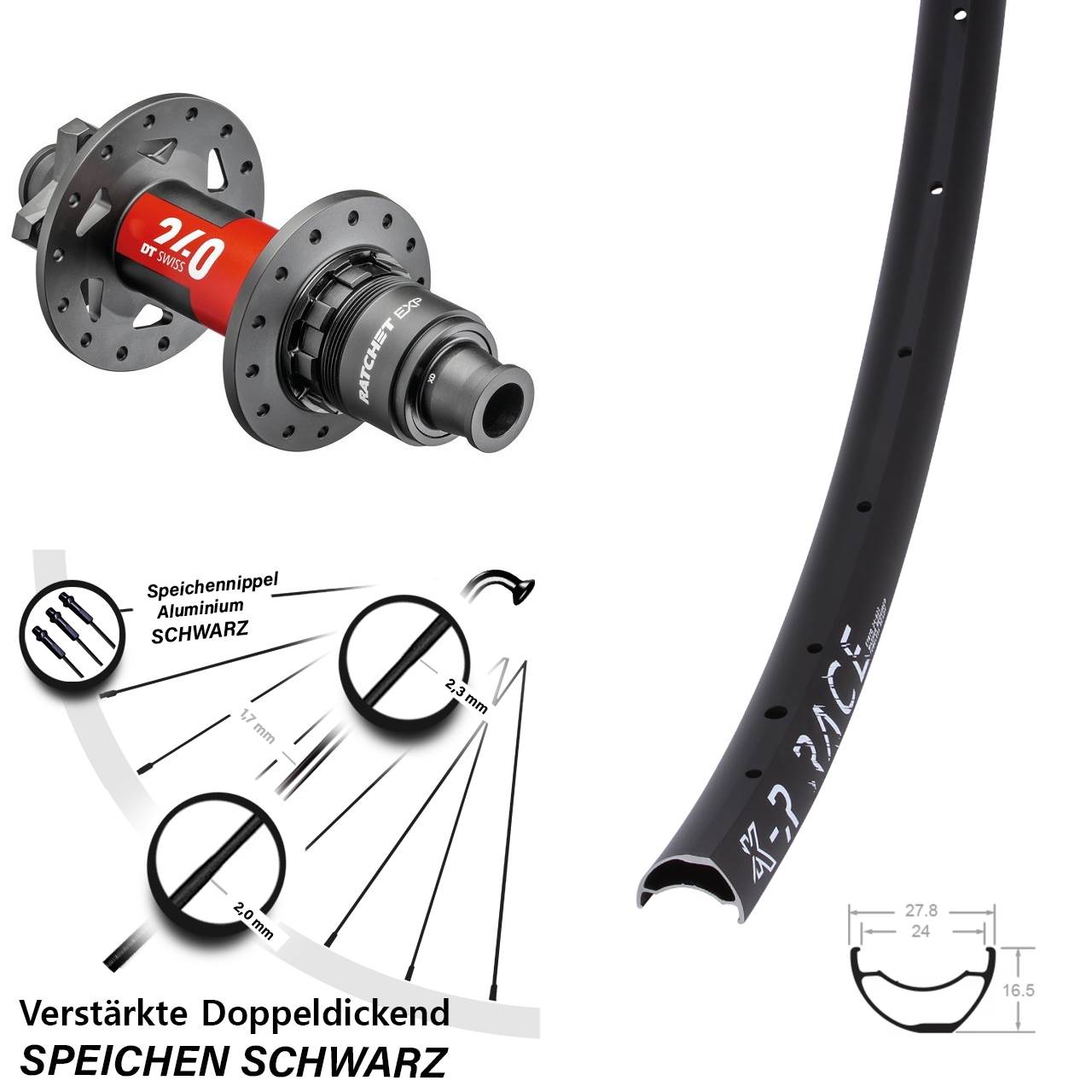 KX-R Race DT Swiss 240 EXP 29 Zoll Disc Hinterrad 12x148 Boost SRAM XD