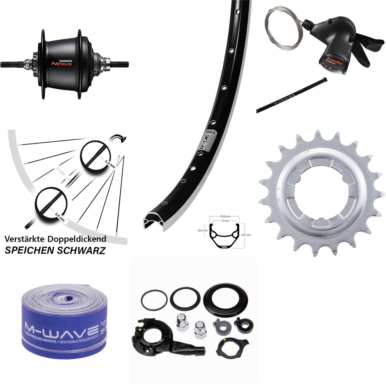 28 Zoll Hinterrad Shimano 7 Gang SG-C3001 Freilauf Ryde Zac 421