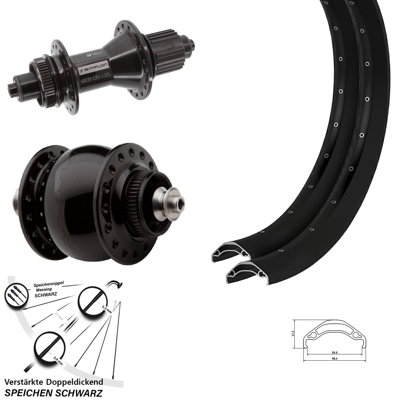29 Zoll Ryde Disc 35 DT Swiss 370 Hybrid SON 28 Laufradsatz QR Micro Spline