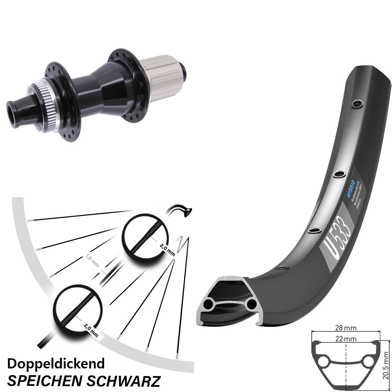 DT Swiss U 533 Novatec CL-142 27,5 Zoll Disc Hinterrad 12x142 8-12 fach