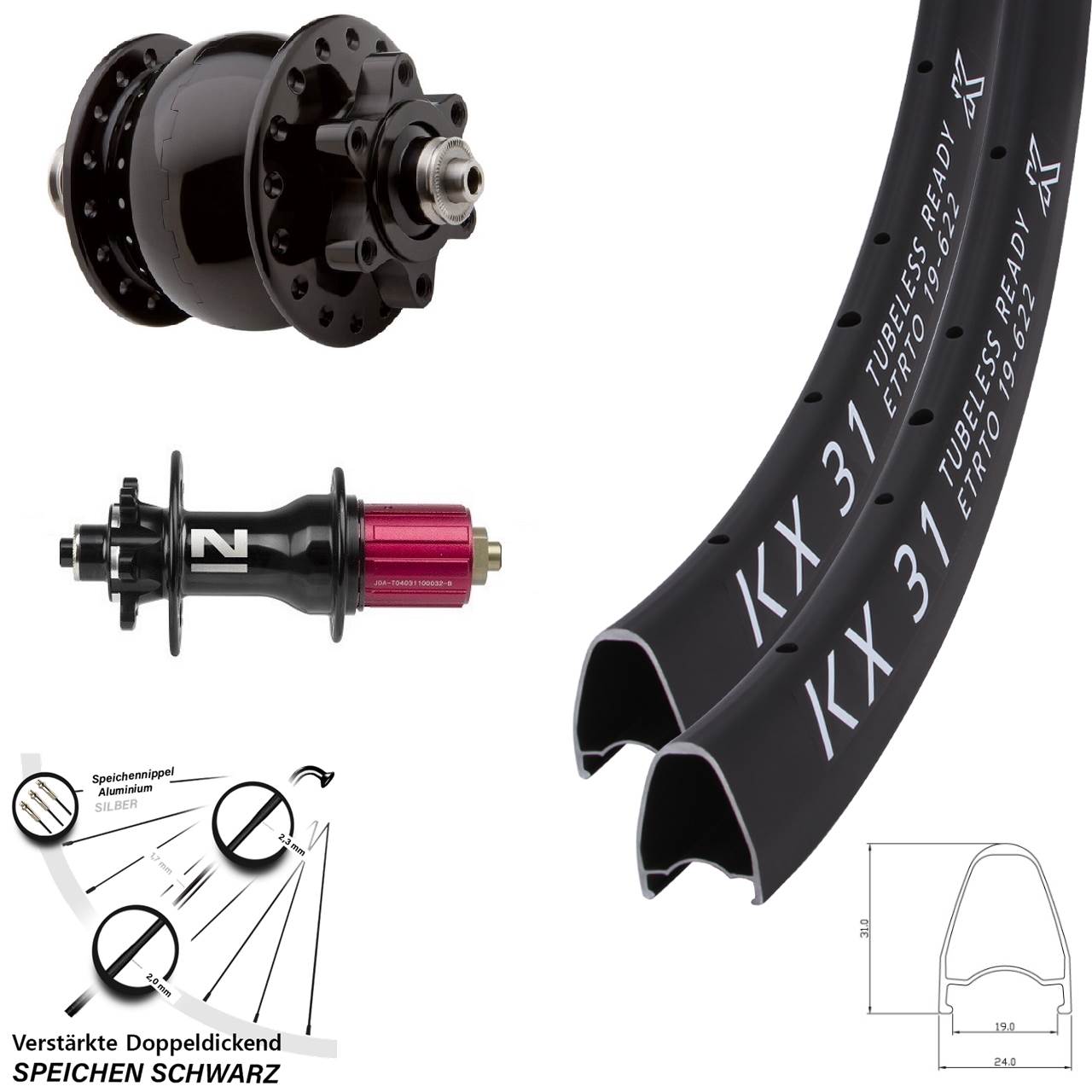 KX 31 Novatec Superlight SON 28 Zoll 6-Loch Laufradsatz für Schnellspanner 8-12 fach HG