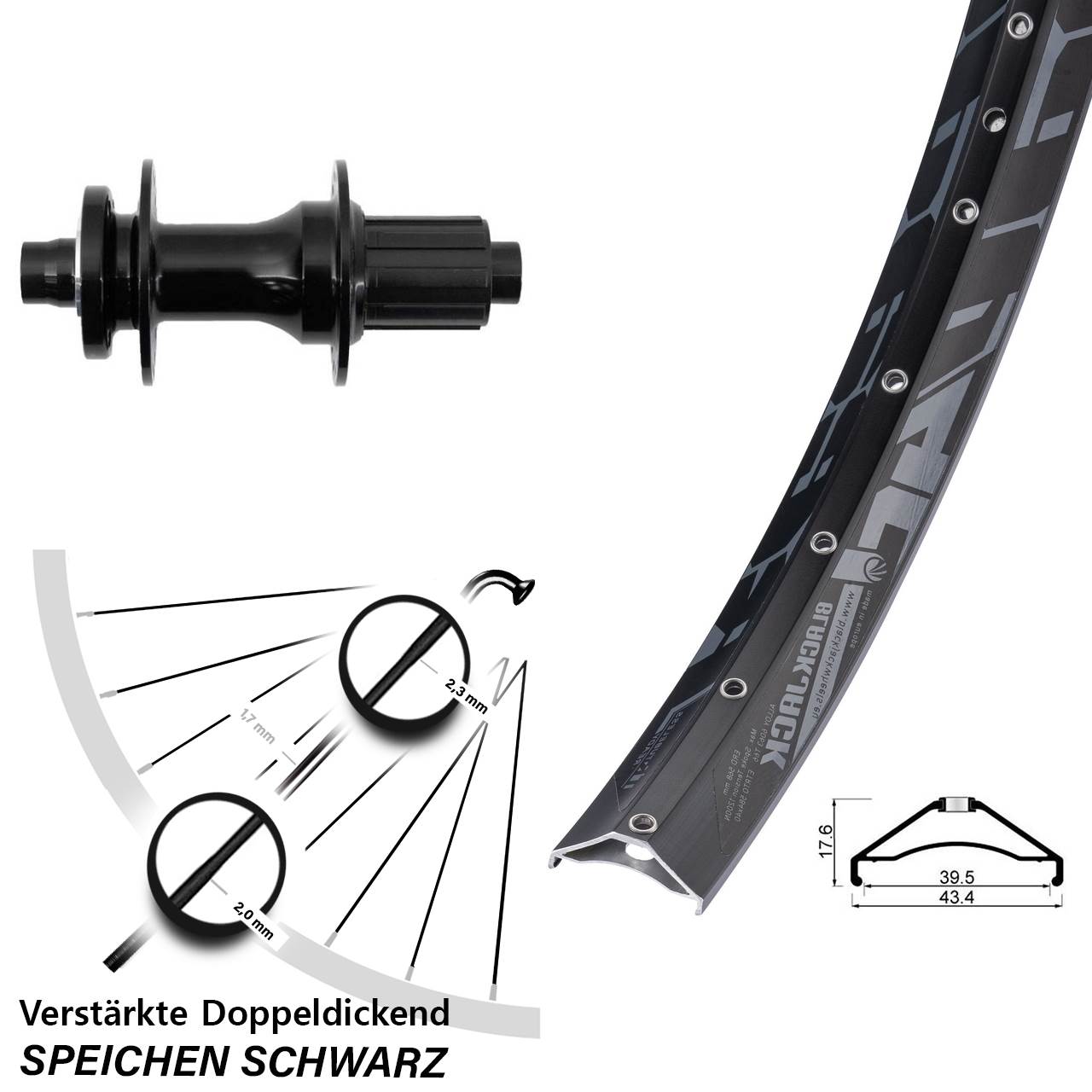 Disc Hinterrad 27,5 Zoll Rodi Ready 40 Fastace 8-12 fach HG 12x148 Boost