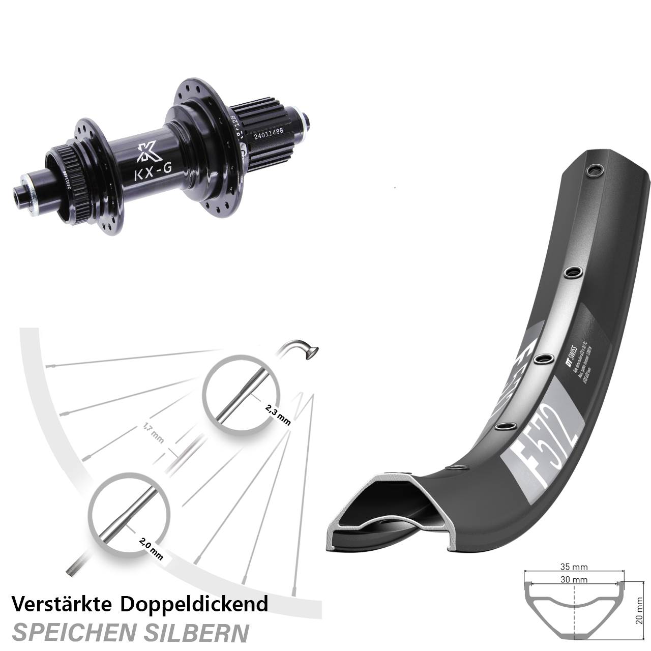 Centerlock Hinterrad QR 29 Zoll DT Swiss F 572 KX-G Shimano Micro Spline