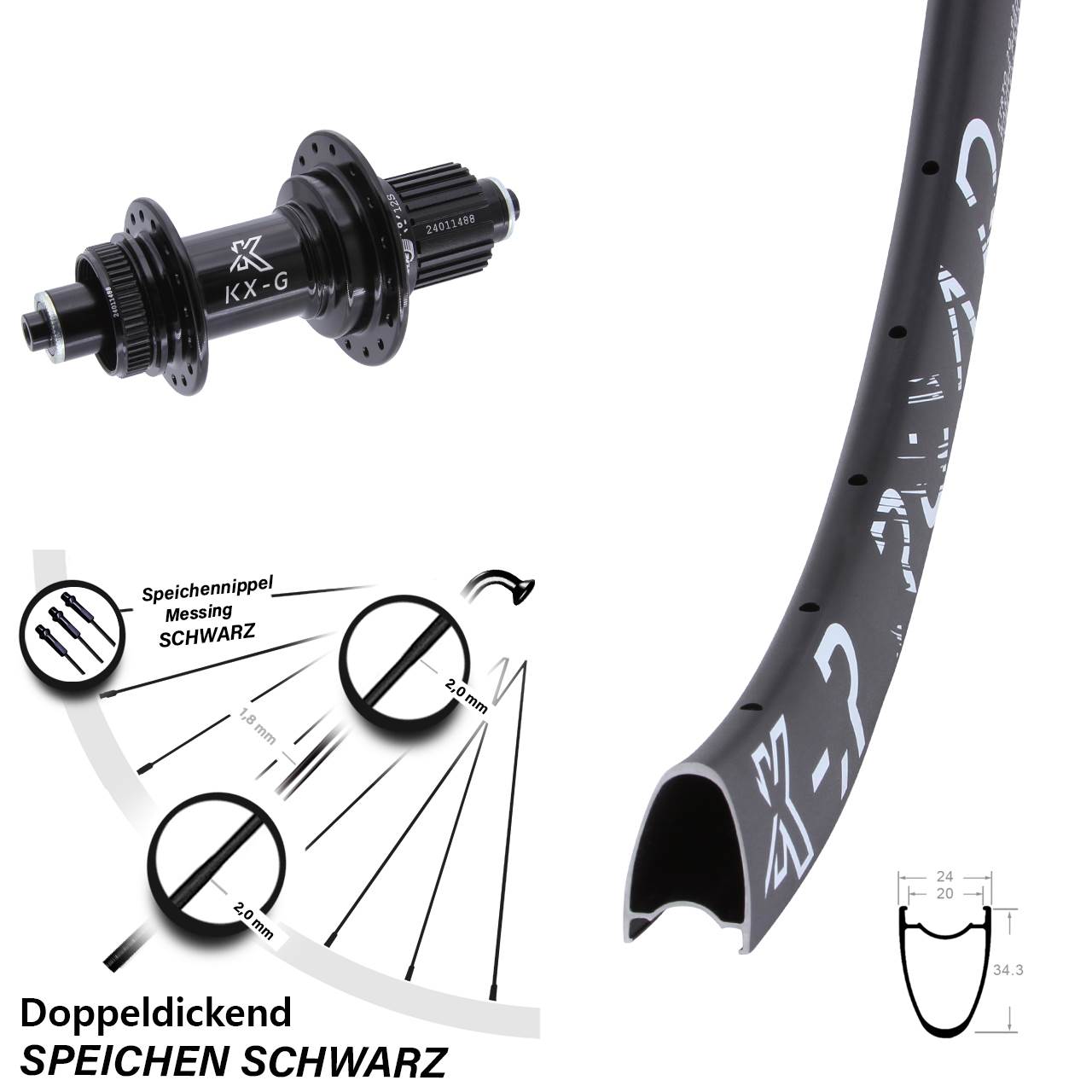 Hinterrad Centerlock QR 28 Zoll KX-GR Road Shimano Micro Spline