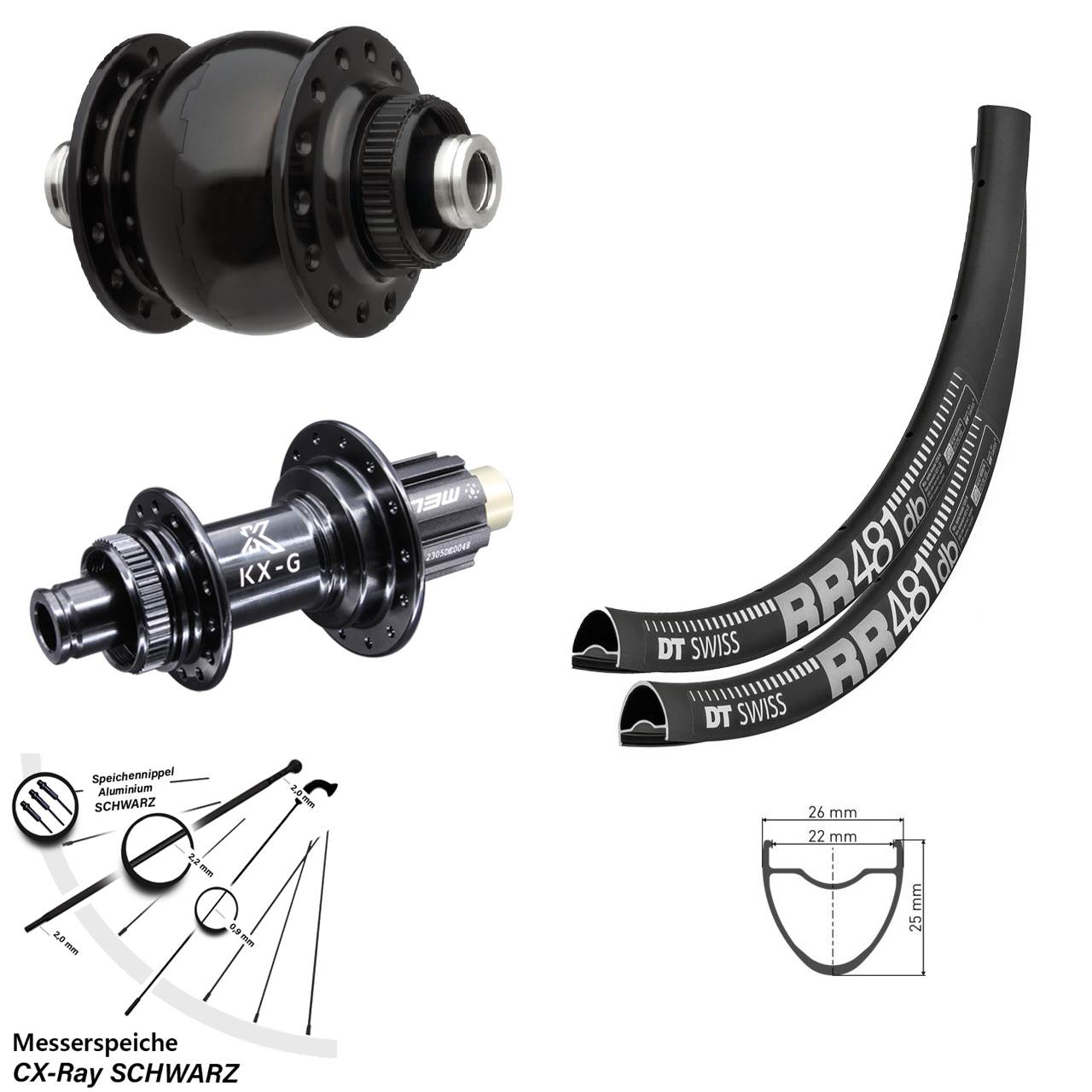 DT Swiss RR 481 KX-G SON delux 28 Zoll Laufradsatz Centerlock 12x100/142 CX-Ray Campa N3W
