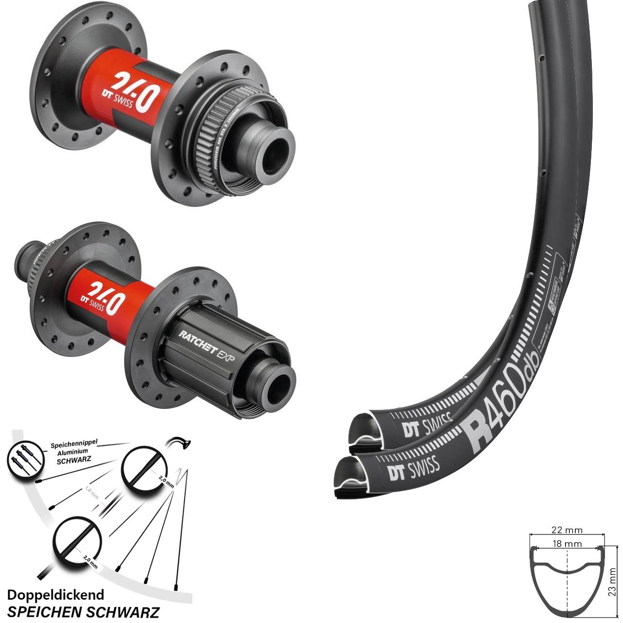 Laufradsatz Road Disc R 460 DT Swiss 240 EXP Steckachse Shimano 11-fach Centerlock 28 Zoll