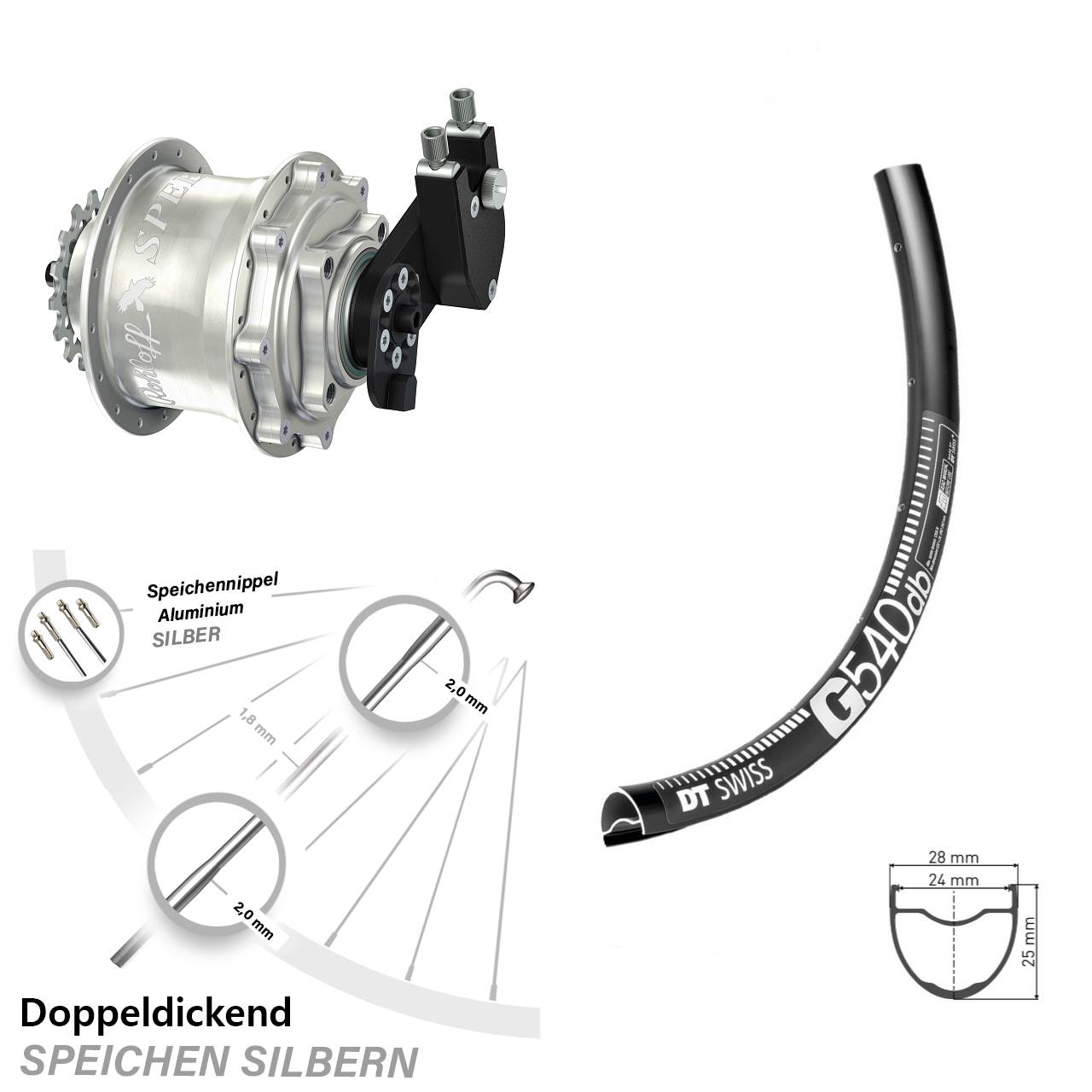 Disc Hinterrrad 28-29 Zoll DT Swiss G540 Rohloff 500/14 CC DB OEM Tandem