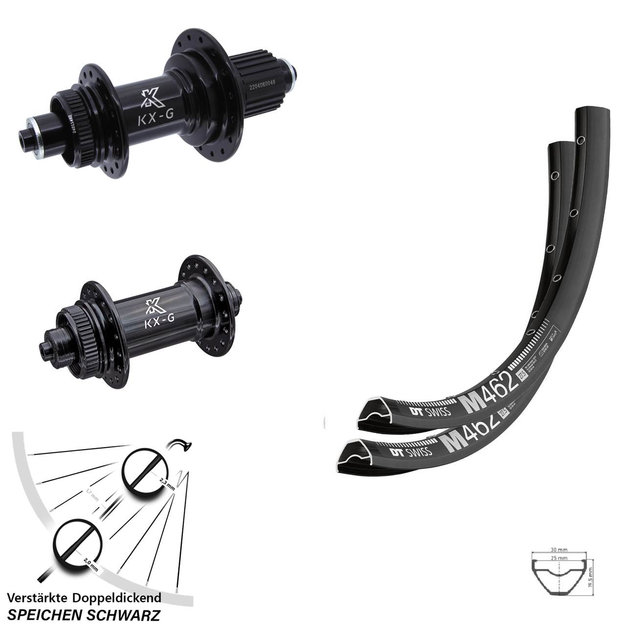 DT Swiss M462 KX-GS verstärkt 29 Zoll Centerlock Laufradsatz QR Micro Spline