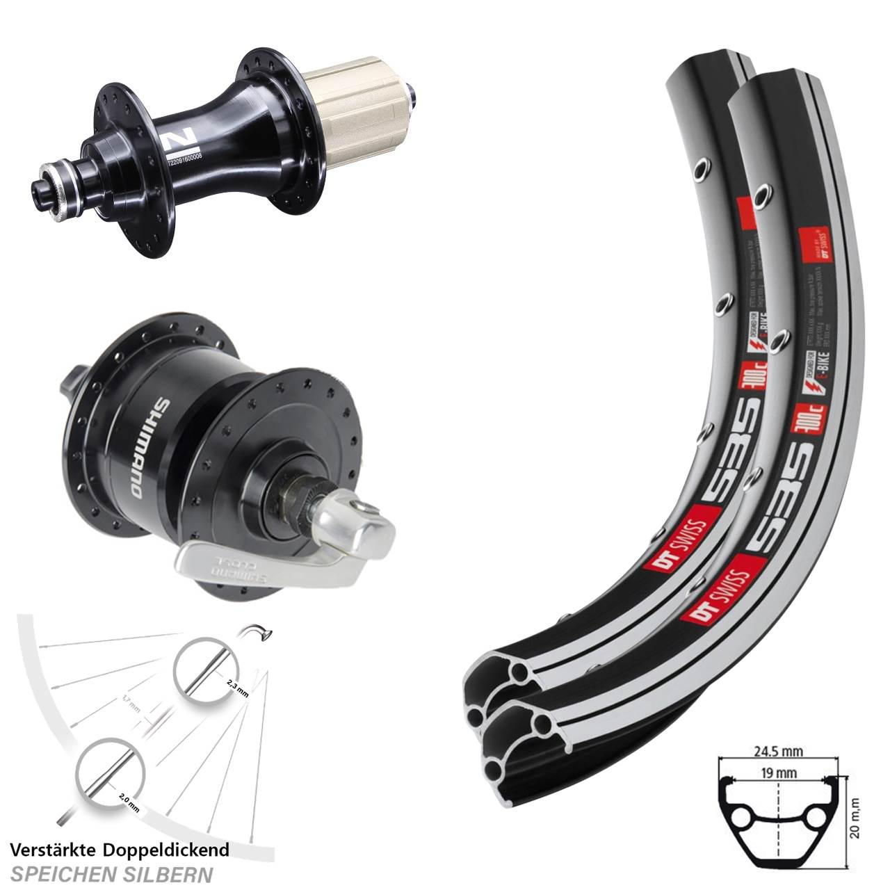 28 Zoll DT Swiss 535 Novatec F162 Shimano DH3N72 Laufradsatz QR 8-12 fach