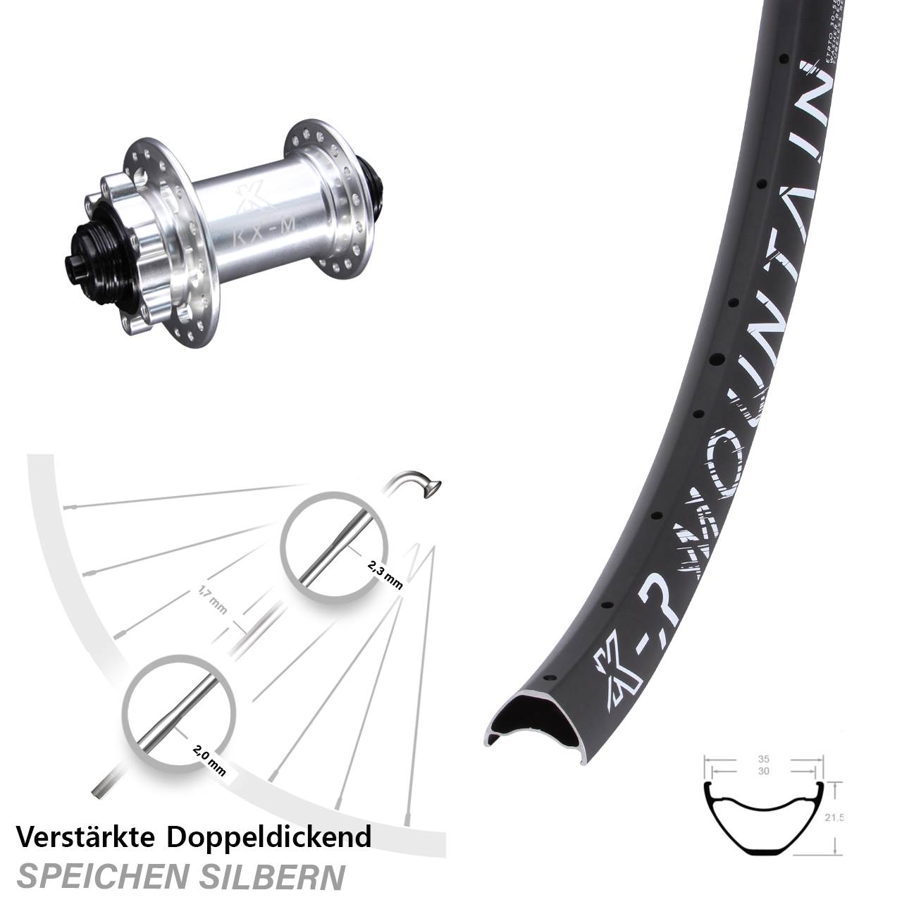 KX-MR Mountain 29 Zoll 6-Loch Vorderrad für Schnellspanner