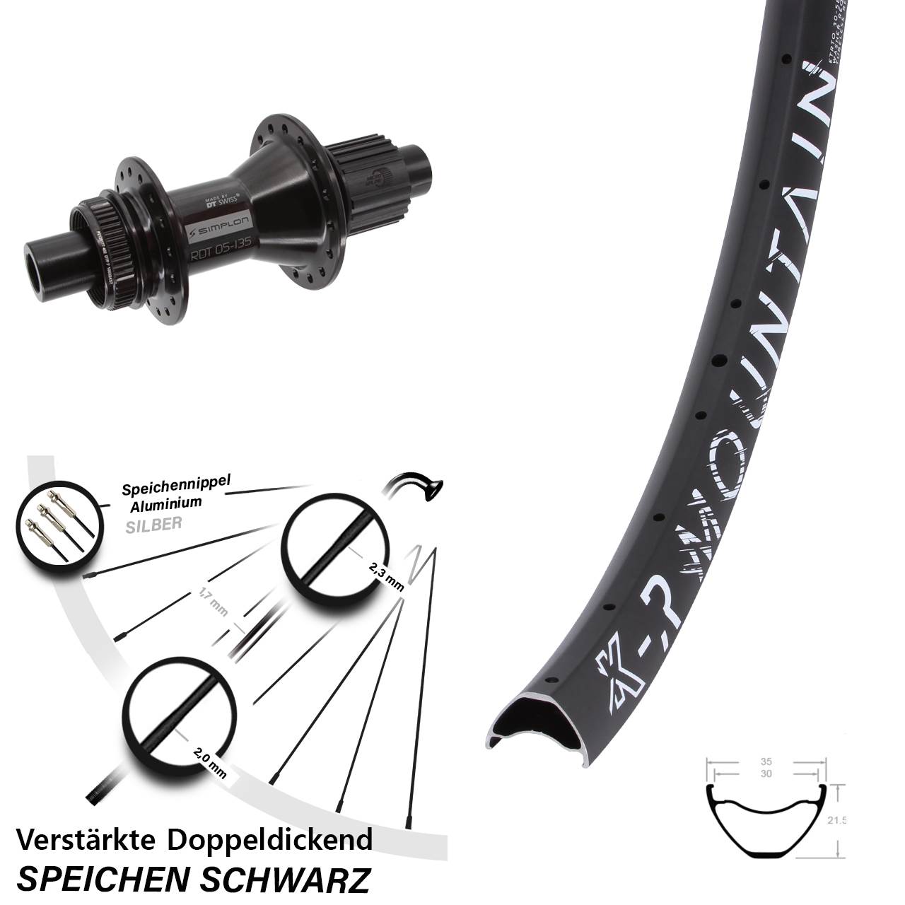 Disc Laufrad 12x142 29 Zoll KX-R Mountain DT Swiss 370 Hybrid Shimano Micro Spline