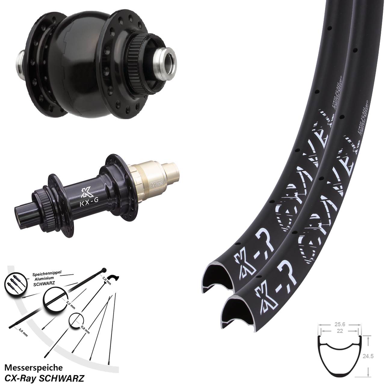 KXR-G Gravel SON delux 28 Zoll Disc Laufrad-Satz 12x100/142 CX-Ray SRAM XDR