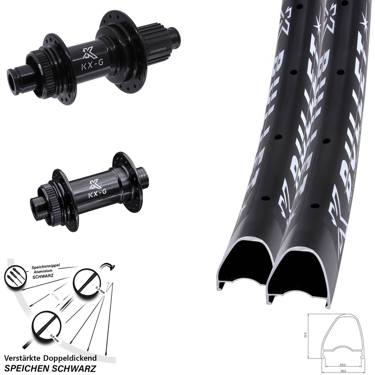 Centerlock Laufradsatz 12x100/142 28-29 Zoll KX-GS Bullet OS Heavy Duty Micro Spline