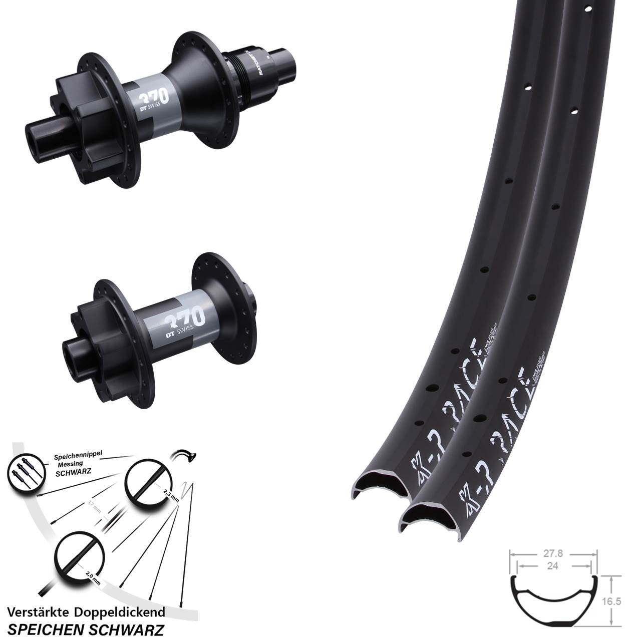 Disc Laufrad-Satz 15x100 12x142 28 Zoll KX-R Race DT Swiss 370 SRAM XD