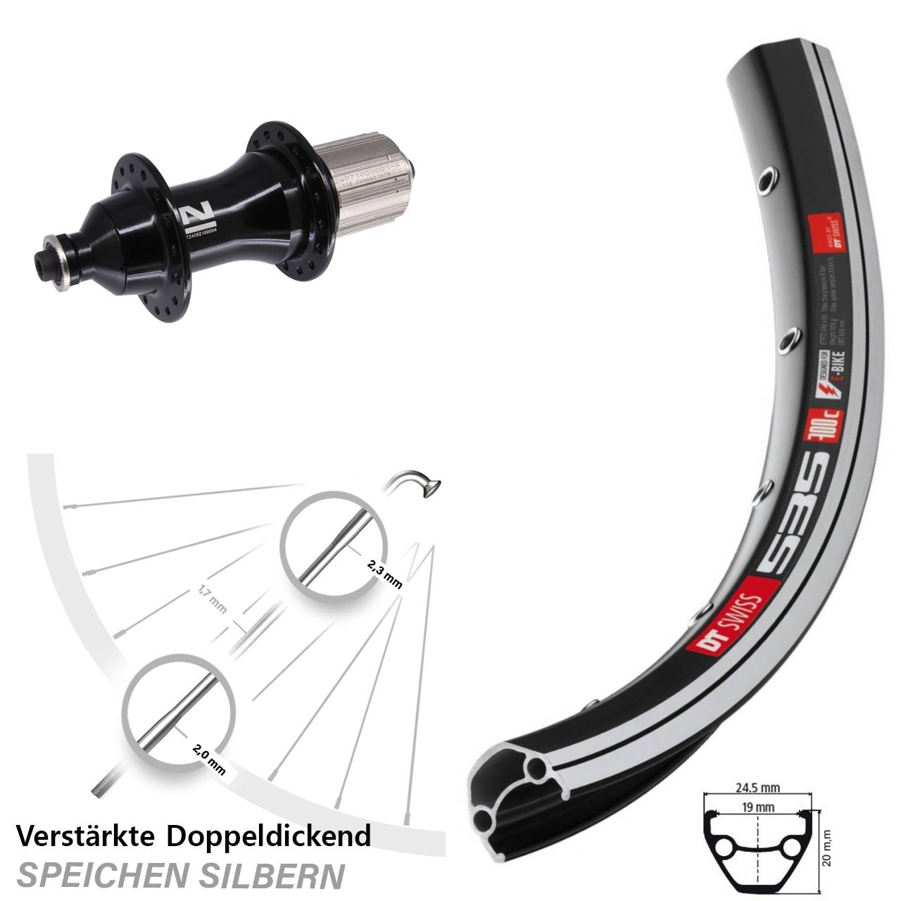 28 Zoll DT Swiss 535 Novatec F162 Strong Hinterrad QR 8-12 fach HG