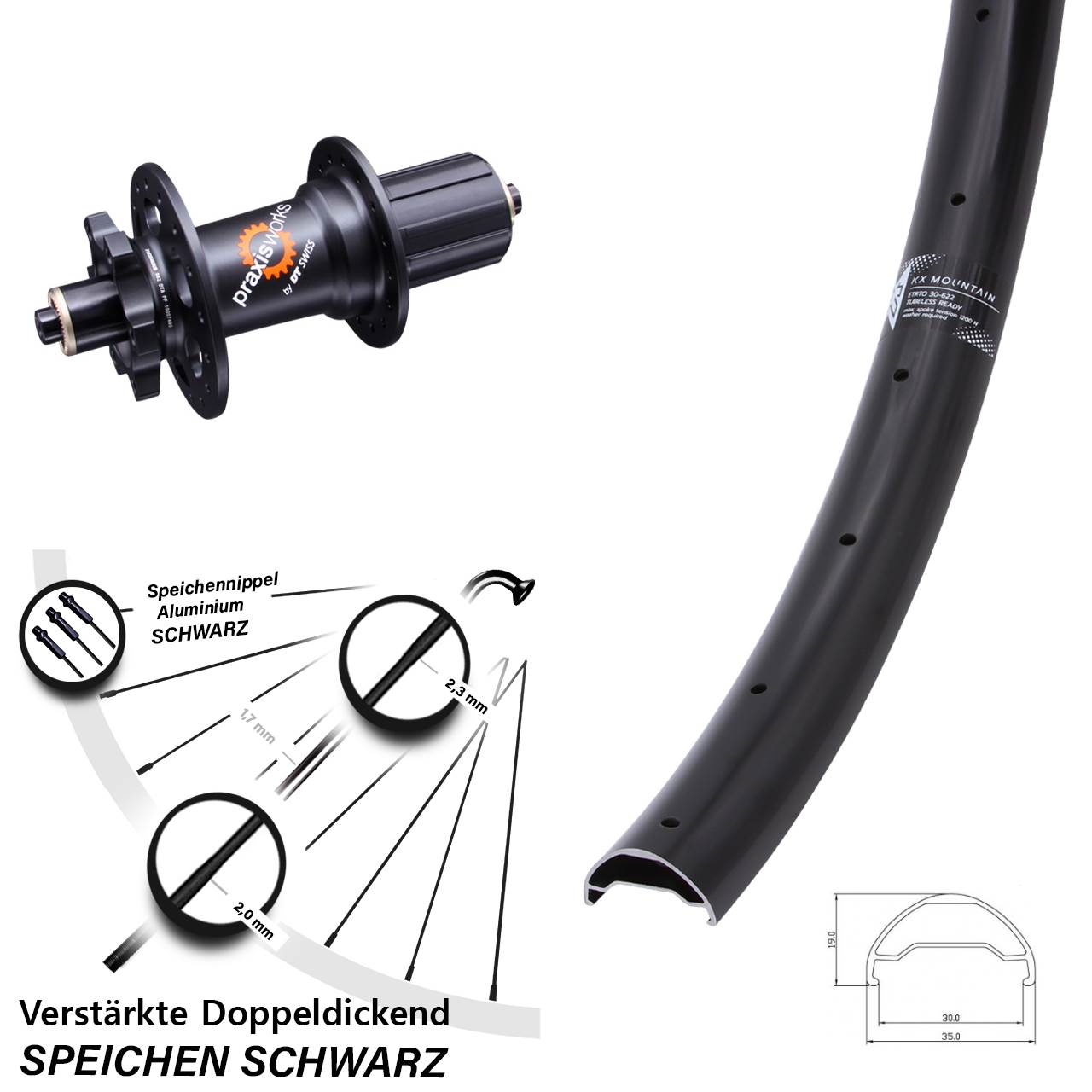 Disc Hinterrad 29 Zoll KX Mountain DT Swiss 350 QR 11-fach 8-11 fach HG für Schnellspanner