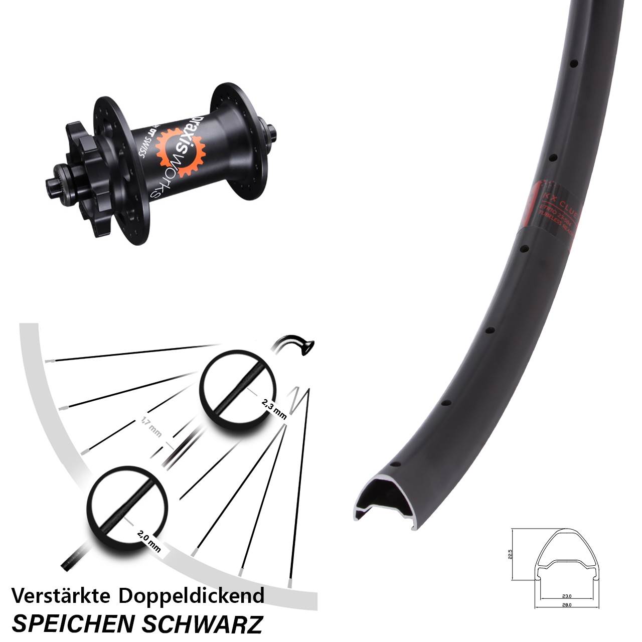 Vorderrad 6-Loch 26 Zoll KX Clue DT Swiss 350 QR
