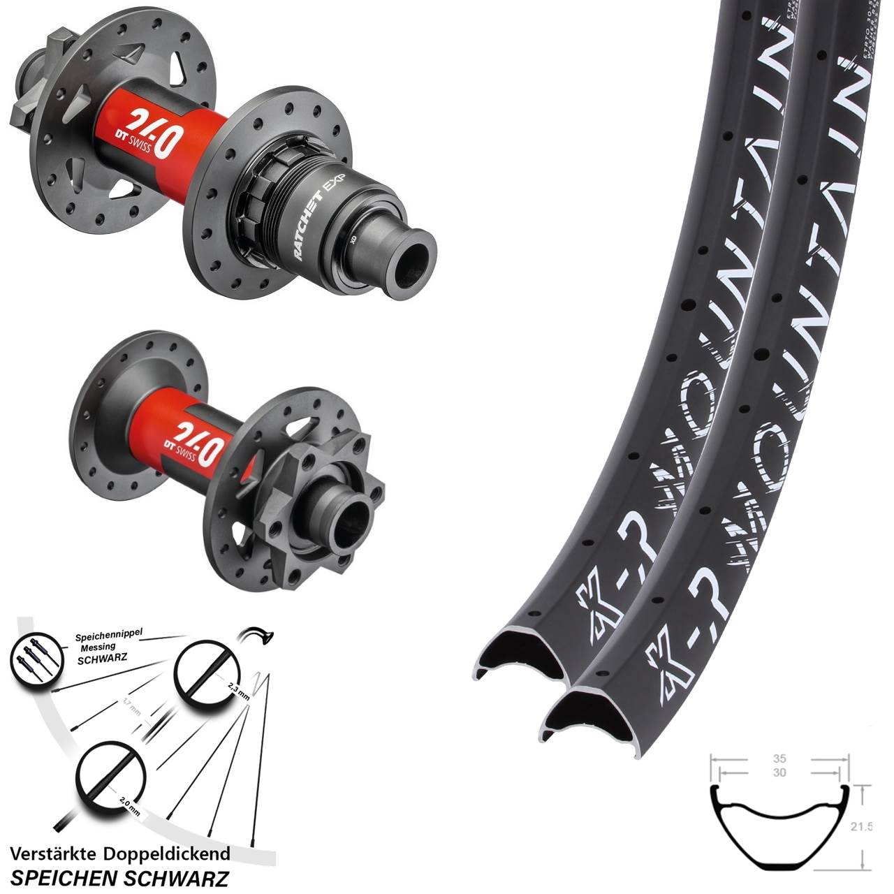 Laufradsatz 6-Loch 27,5 Zoll KX-R Mountain DT Swiss 240 EXP SRAM XD 15x110 12x148