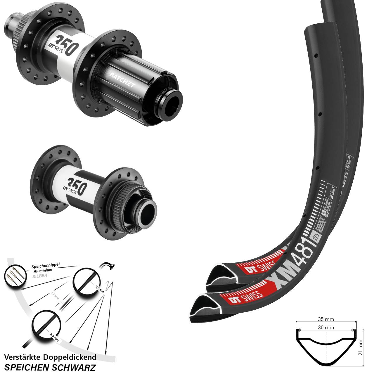 29 Zoll DT Swiss XM481 350 Disc Laufrad-Satz 15x100 12x142 11-12 fach