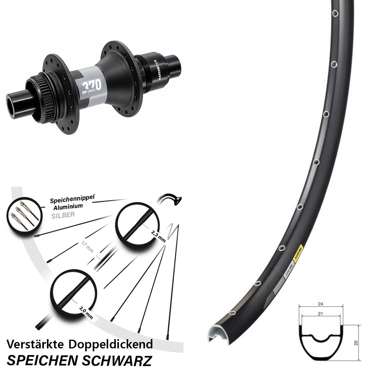Hinterrad 29 Zoll Mavic XC621 DT Swiss 370 Centerlock 12x142 SRAM XDR 2023
