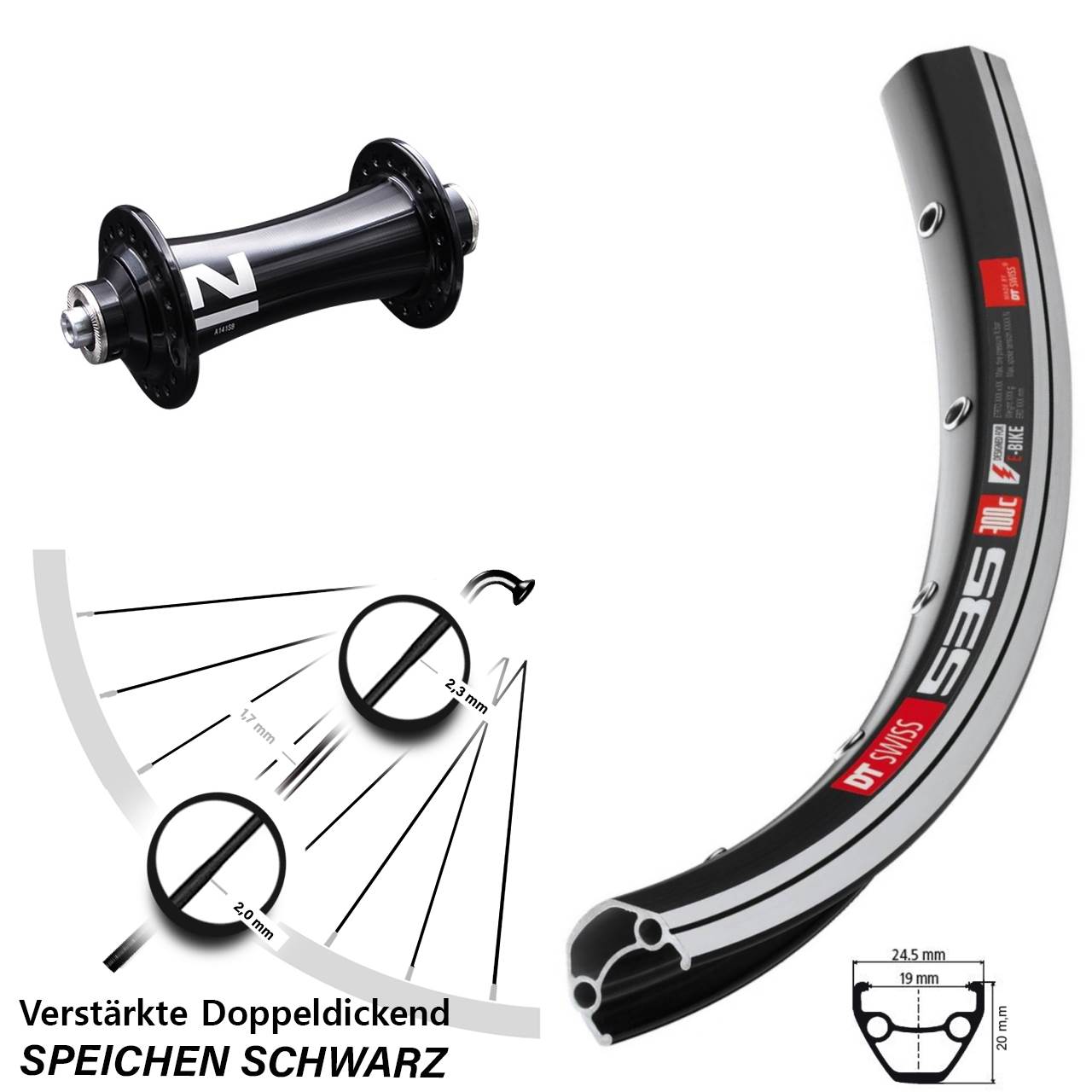 Vorderrad für Schnellspanner 28 Zoll DT Swiss 535 Novatec A141 SB