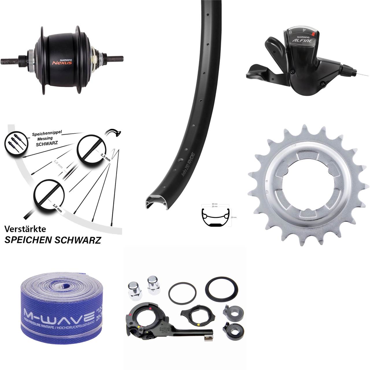 26 Zoll Hinterrad Ryde Andra 29 Shimano Nexus 8-Gang Disc