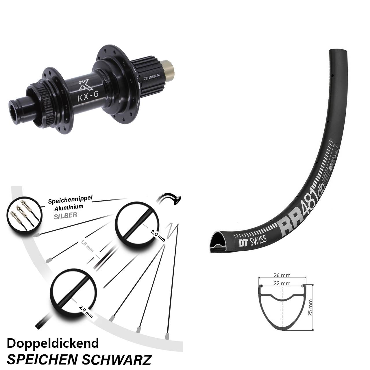 28 Zoll Hinterrad DT Swiss RR 481 KX-G Micro Spline 12x142