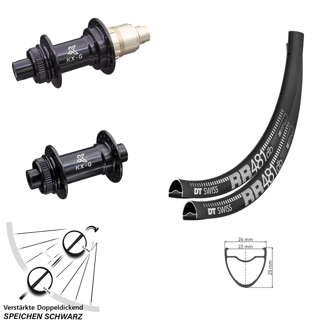 Centerlock Laufradsatz 12x100/142 28 Zoll DT Swiss RR 481 KX-G Gravel SRAM XDR