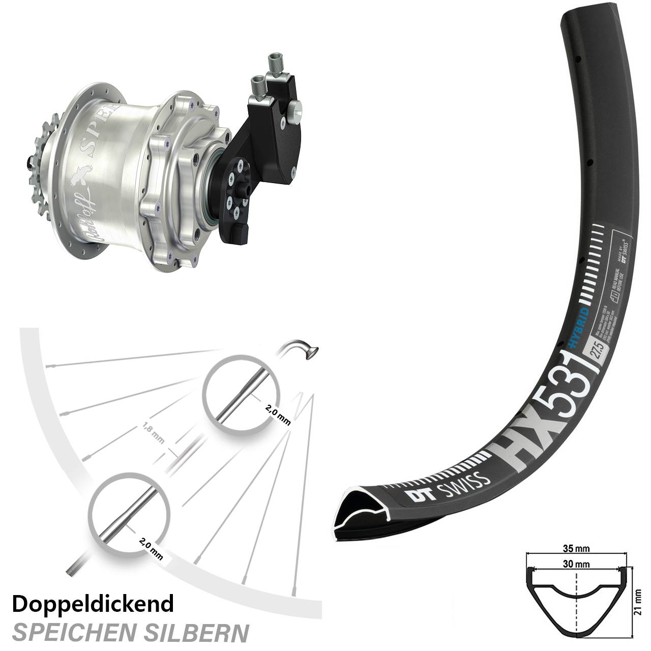 Disc Hinterrrad 29 Zoll DT Swiss HX531 Rohloff Speedhub CC DB OEM