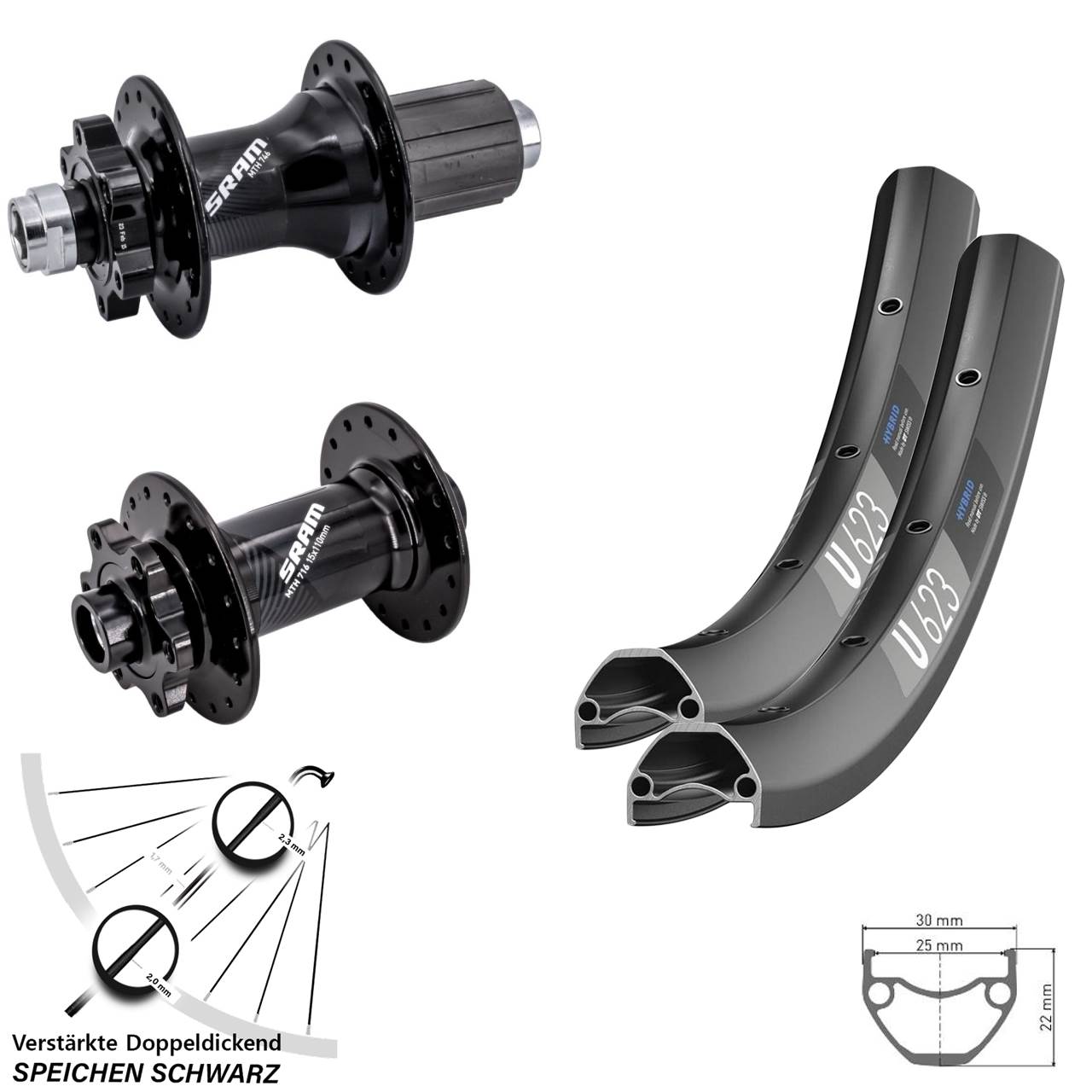 Disc Laufradsatz 28 Zoll DT Swiss U623 Sram 716 746 8-11 fach 15x110 12x148