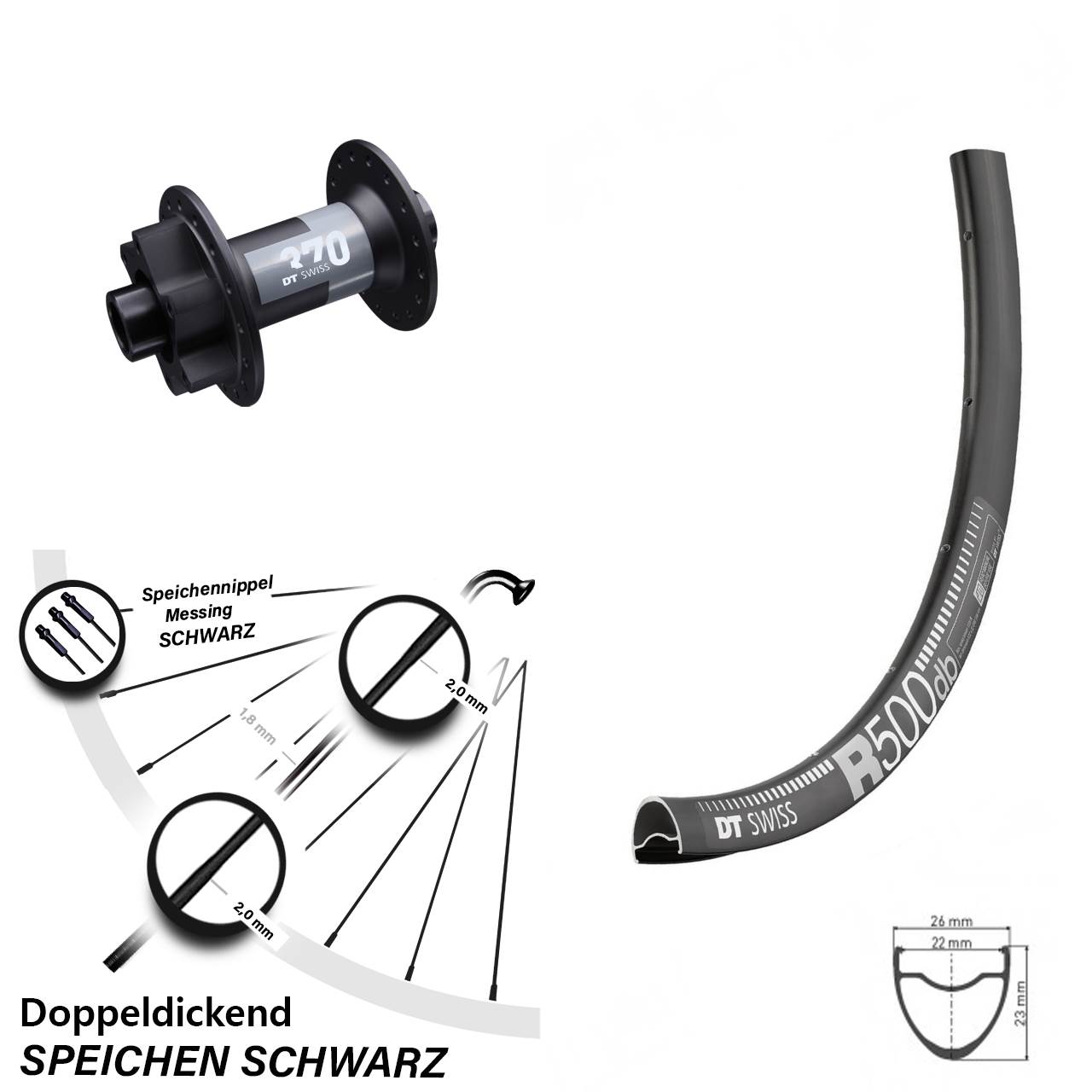 6-Loch Vorderrad 29 Zoll DT Swiss R 500-370 12x100