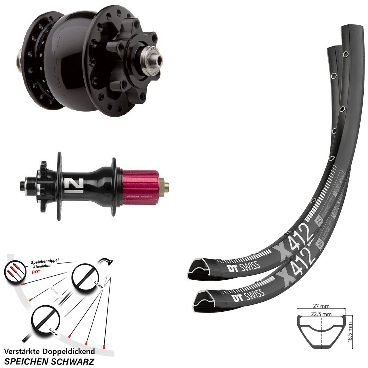 6-Loch 29 Zoll Laufradsatz QR DT Swiss X 412 Novatec Superlight SON 28 8-12 fach