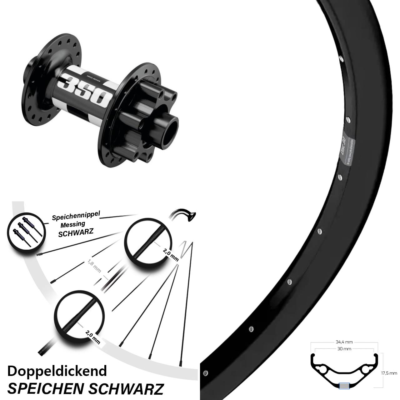 Ryde Disc 30 DT Swiss 350 29 Zoll Vorderrad 15x110 Boost