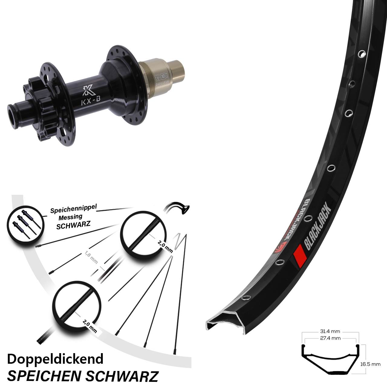 29 Zoll Rodi Ready 27 KX-B Disc Hinterrad 12x148 XD 11-12 fach