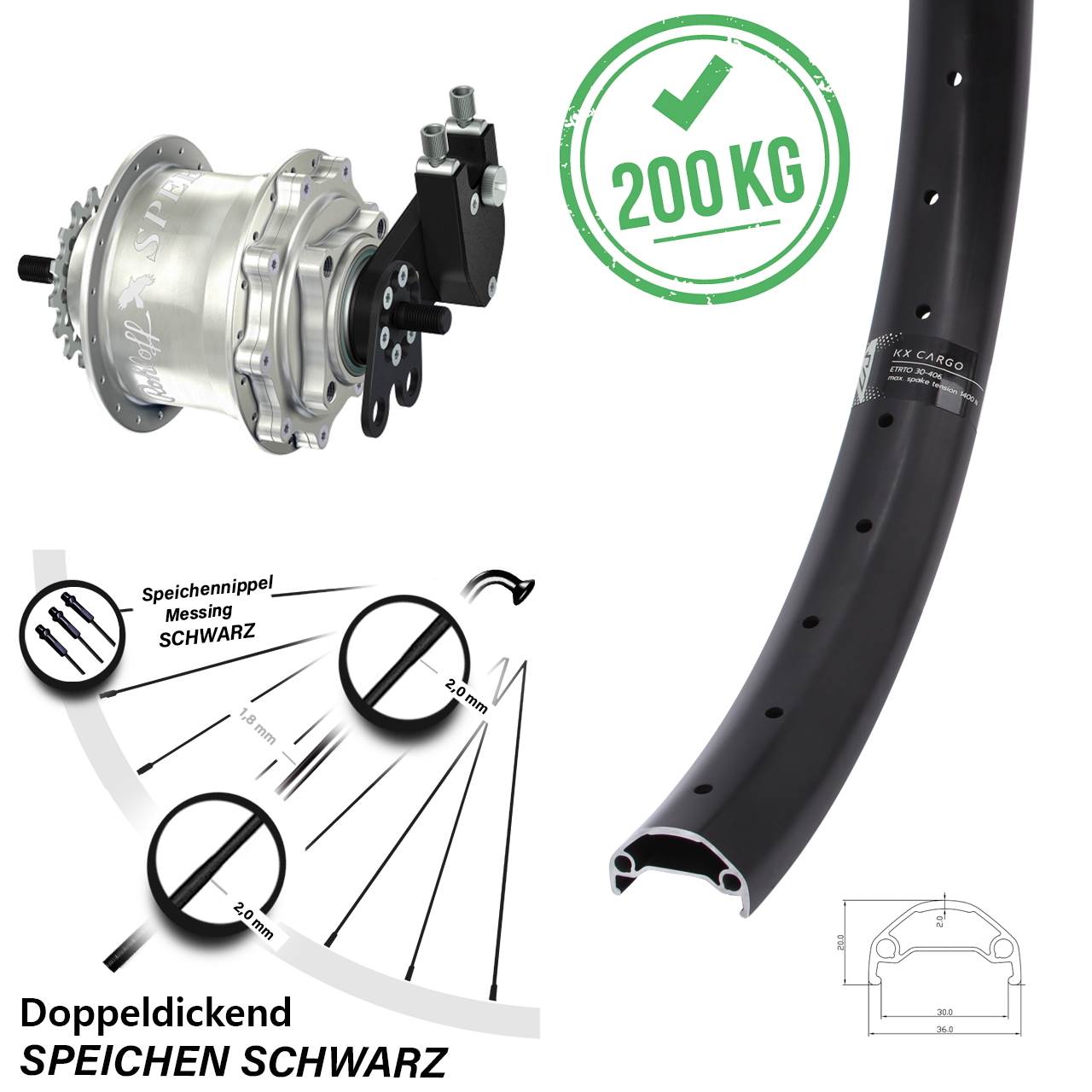 26 Zoll Hinterrad Rohloff Speedhub 500/14 TS DB KX Cargo