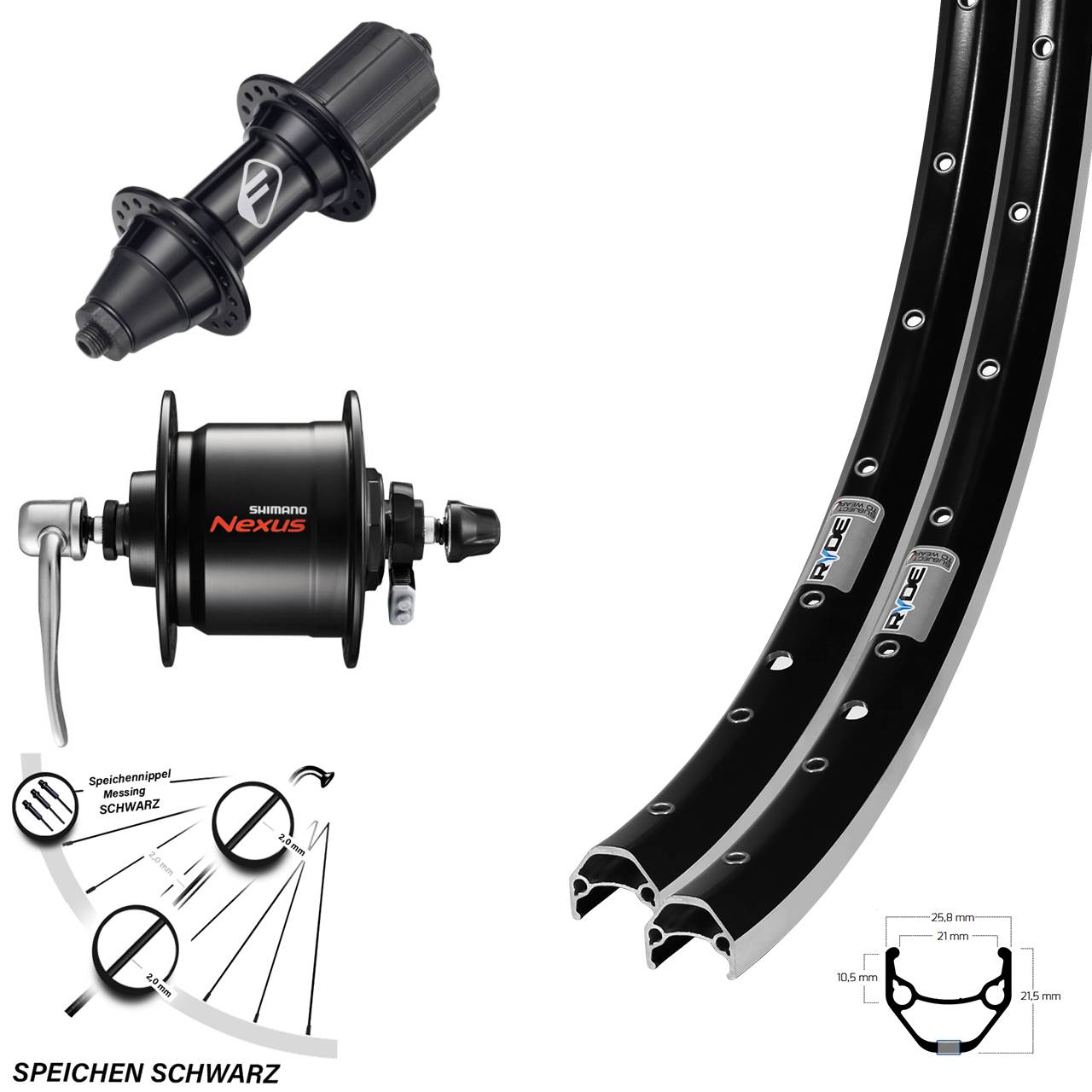 Ryde ZAC 421 Formula FM-32 Shimano DH-C3000 28 Zoll Laufradsatz QR 8-11 fach HG