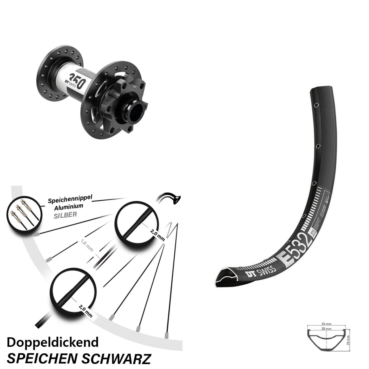 DT Swiss E532-350 29 Zoll 6-Loch Vorderrad 15x100