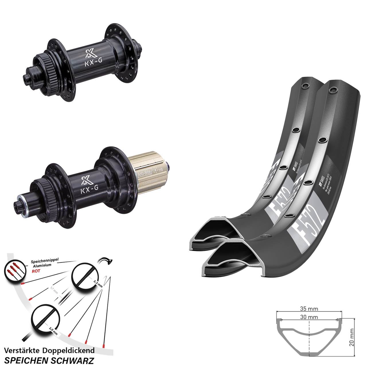 Laufradsatz Centerlock QR 650B DT Swiss F 572 KX-G 8-12 fach HG