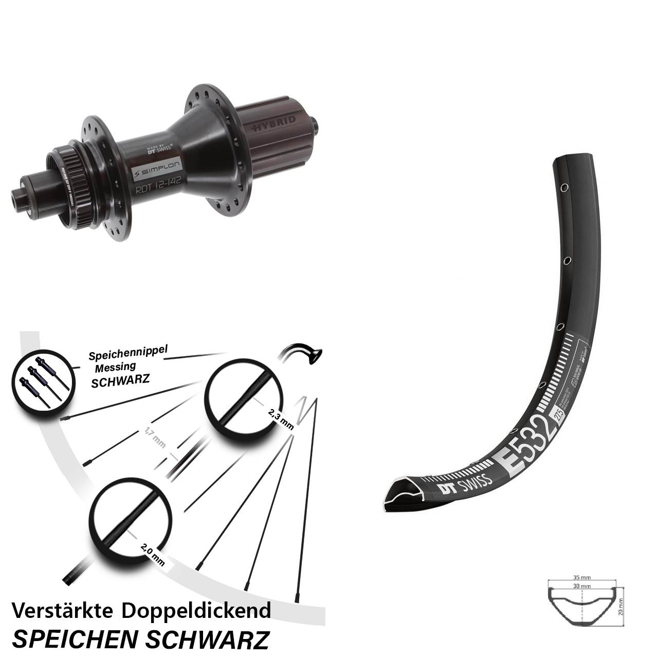Hinterrad Centerlock 29 Zoll DT Swiss E532-370 Hybrid 8-11 fach HG QR
