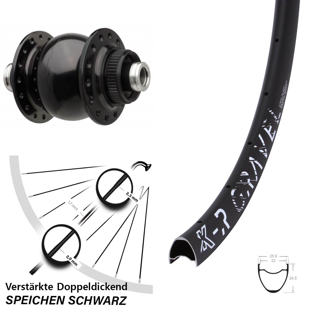 Boost Centerlock Dynamo-Vorderrad 12x110 29 Zoll KX-R Gravel SON 28