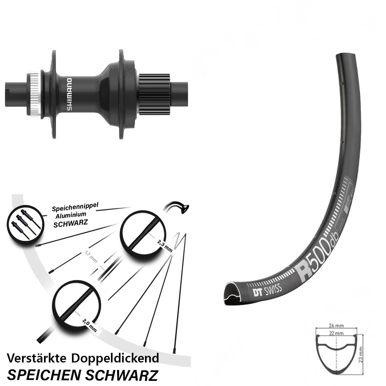 Hinterrad Centerlock 12x142 28 Zoll DT Swiss R500 Shimano FH-MT410 Micro Spline