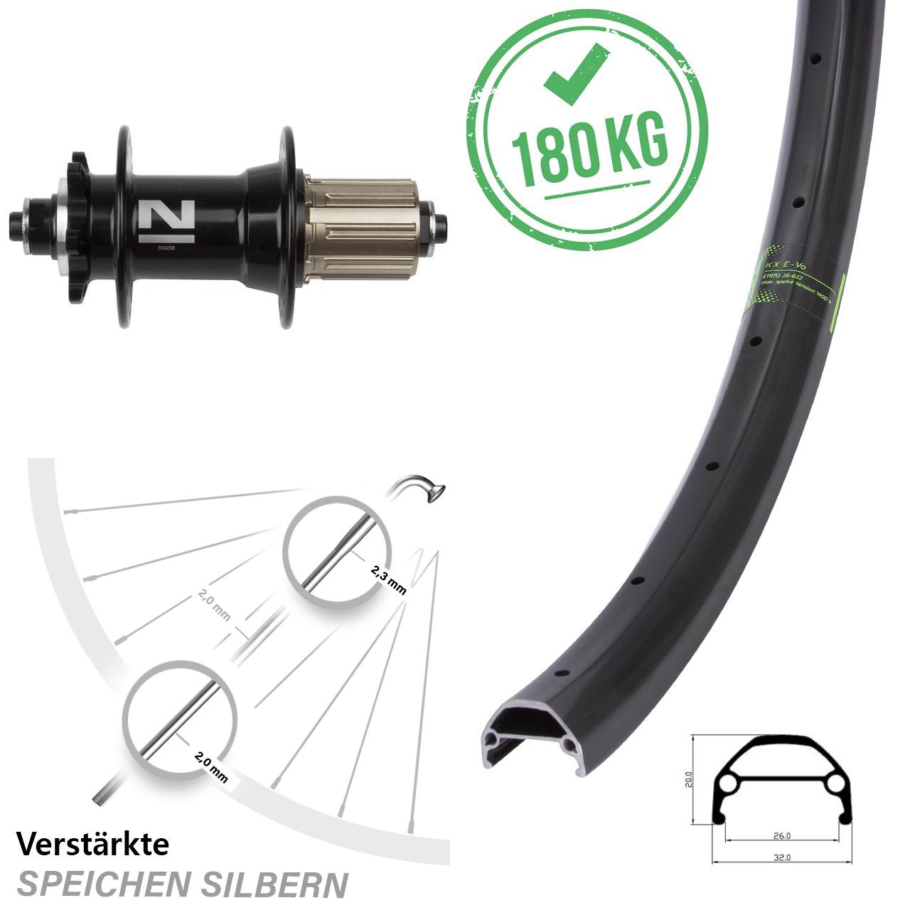 27,5 Zoll KX Evo Novatec D-042SB Disc Laufrad für Schnellspanner 8-11 fach HG